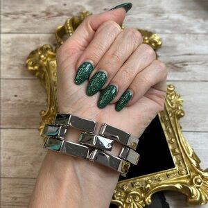 Stella & Dot Chunky Garbo silver link geometric bracelet